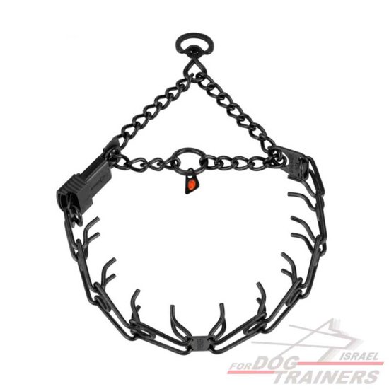 (קולר דוקרנים חצי חנק (פלדת אל חלד מושחרת HS עם תוספת אבזם לפתיחה מהירה