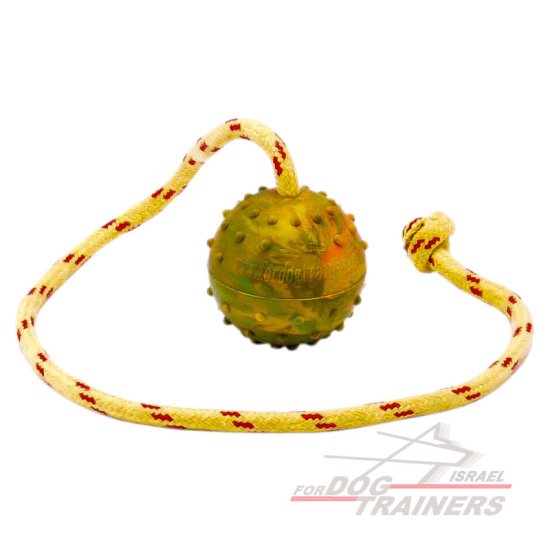 כדור על חבל עשוי גומי חלול - גודל בינוני 6 ס"מ