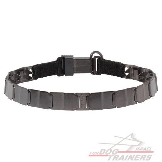 קולר דוקרנים עשוי פלדת אל-חלד מושחרת- לכלבים בעלי פרוה קצרה