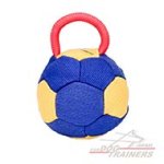 כדור לכלבים לאימונים מפשתן צרפתי עם ידית