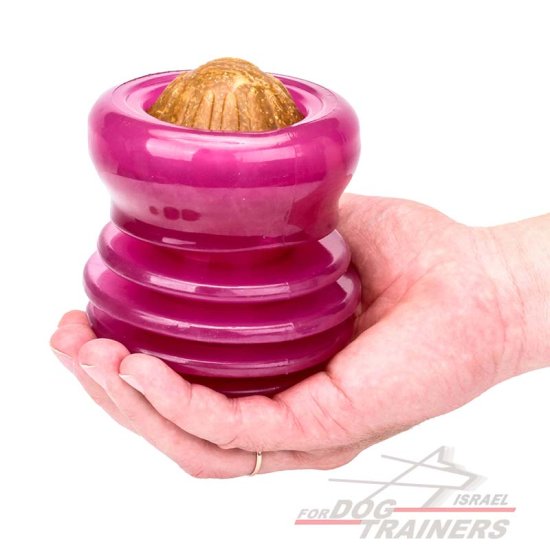 צעצוע דיספנסר חטיפים עשוי גומי ורוד לגזעי כלבים גדולים