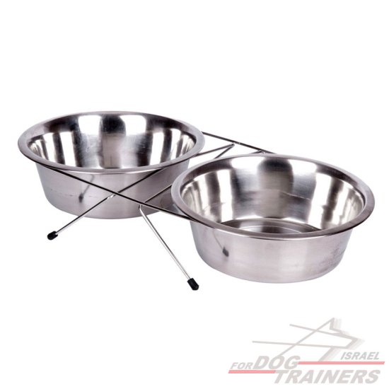 זוג קערות אוכל עם מעמד מוגבה