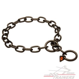 קולר חנק עשוי מנירוסטה עם חוליות בינוניות בציפוי שחור, 4 מ״מ