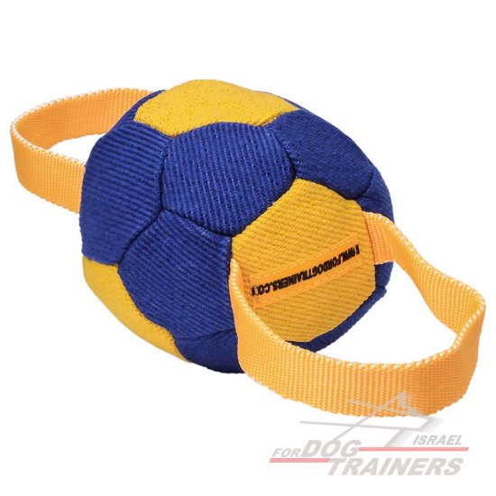 כדור לכלבים לאימונים מבד פשתן צרפתי עם 2 ידיות