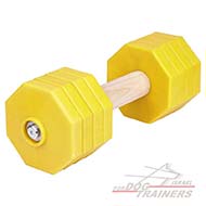 משקולת עץ לאילוף כלבים עם צלחות משקל צהובות נשלפות - 2 ק"ג