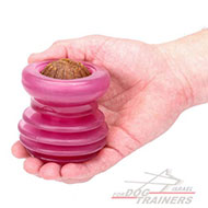 צעצוע דיספנסר חטיפים עשוי גומי ורוד לגזעי כלבים בינוניים