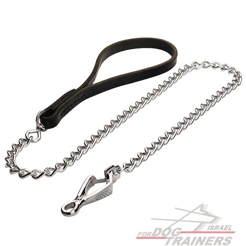 רצועה אקסקלוסיבית לכלב עם ידית מעור - מיוצרת בגרמניה ע"י Herm Sprenger