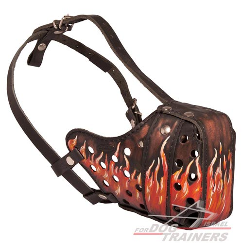 זמם לכלב מעור בצביעה ידנית וייחודית "להבות אש"