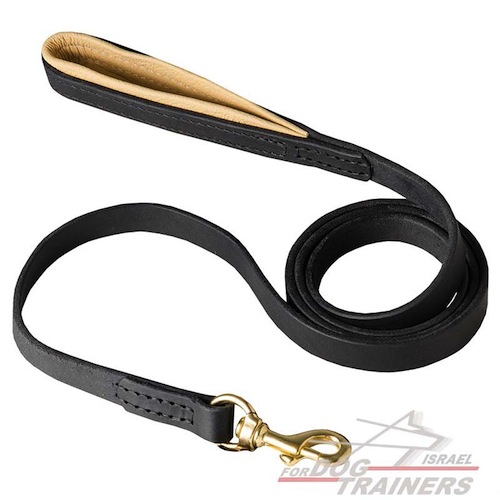 רצועת עור לכלב נוחה במיוחד עם חומר תומך על הידית