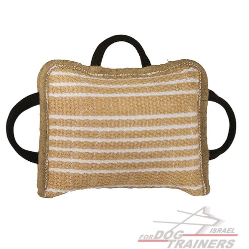 חדש! כרית נשיכה לכלב מבד יוטה עם 3 ידיות