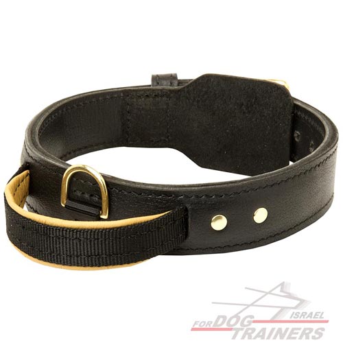 קולר לכלב מעור דו-שכבתי עם ידית אחיזה נוחה