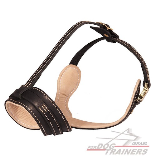 מחסום פה לכלב בסגנון מלכותי בצורת לולאה מרופד בעור נאפה